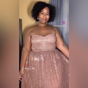 Plus size maxi rose gold dress